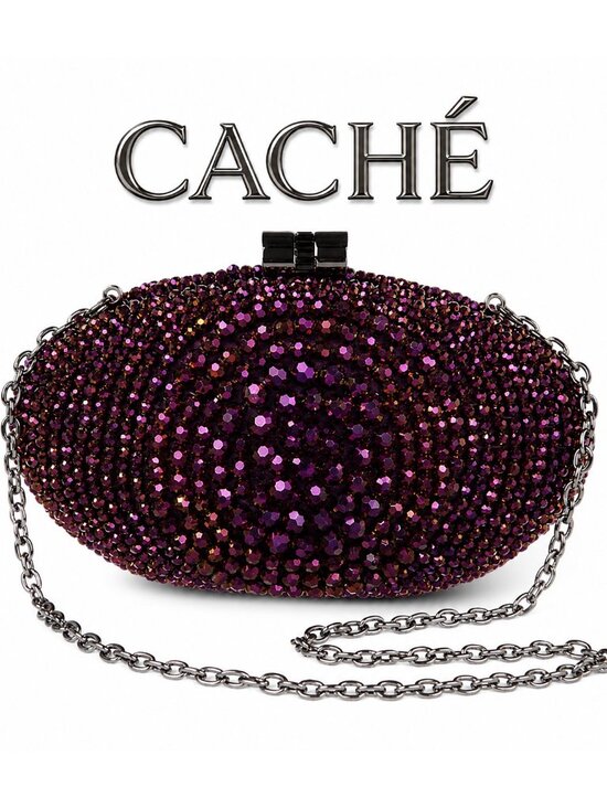 Cache Handbags - 💥GLAM & SEXY!💥VINTAGE Caché Luxurious Sparkly Aubergine Purple Crystal Clutch